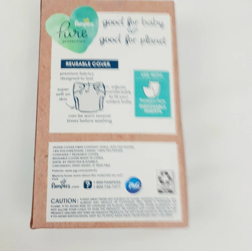 Lot of 2 Pampers Protection Pure Hybrid Diaper Reusable Cover 0-3 M
